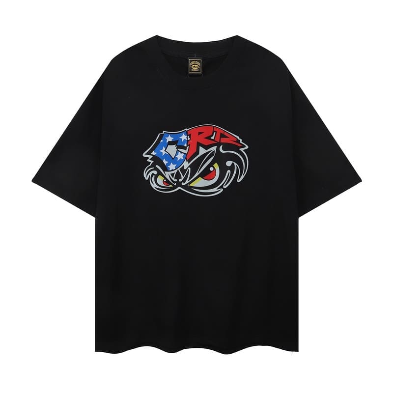 Corteiz Devil Island Graffiti Print T-Shirt for Men and Women High Street Retro Style