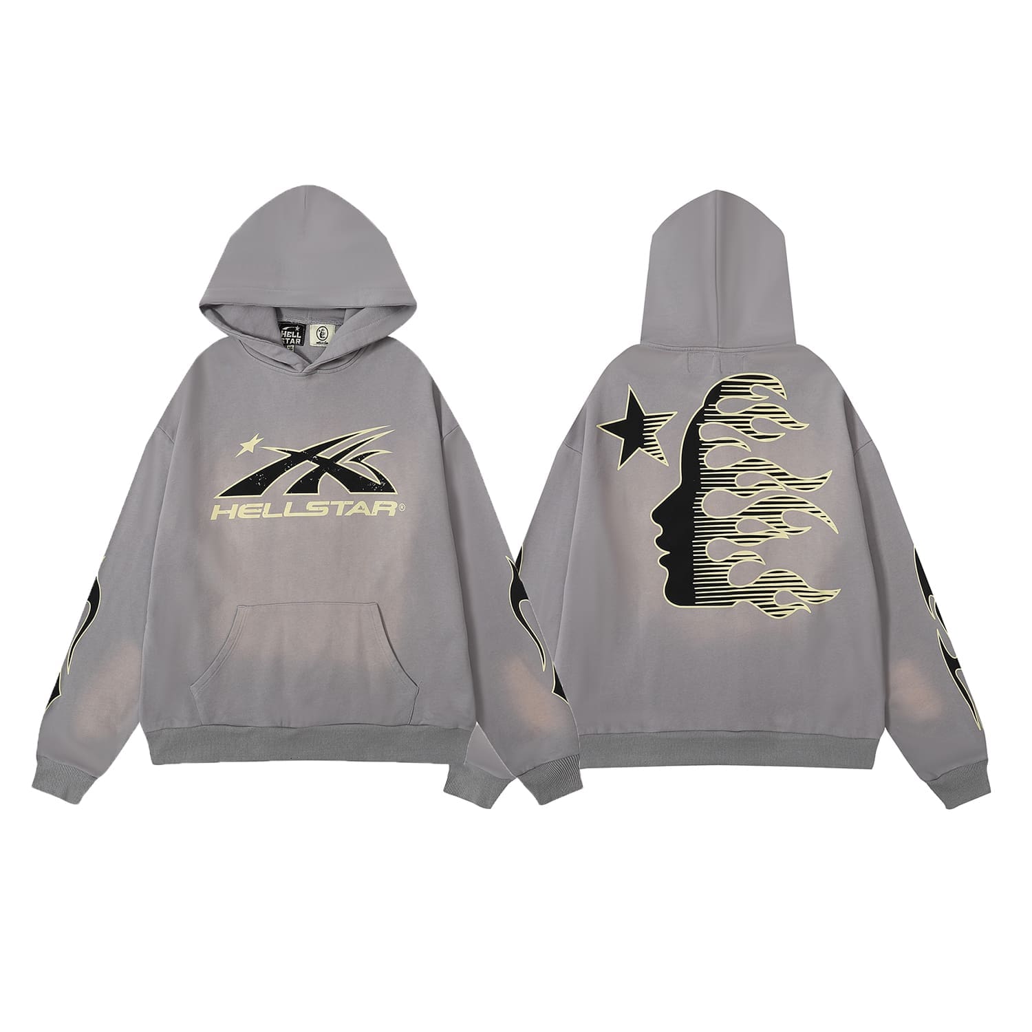 H*lst*r hell star mud print hooded sweater