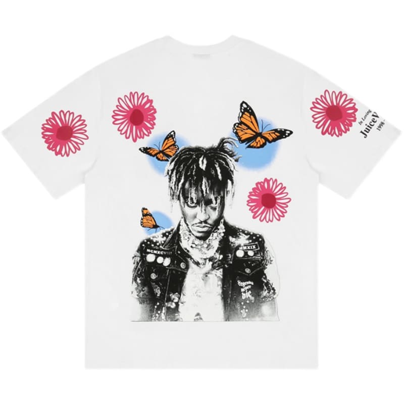 VLONE FOG Juice WRLD Floral Figure Printed High Street Short Sleeve T-Shirt