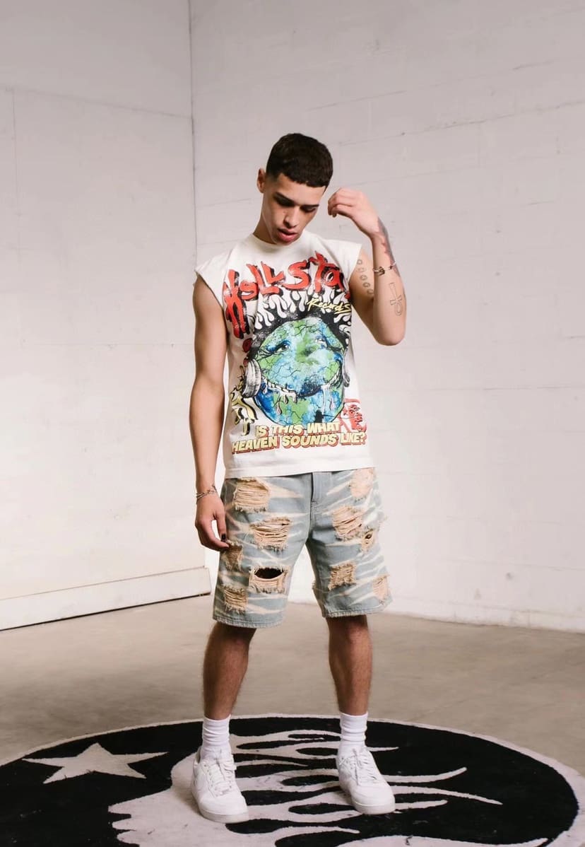 H*lst*r studios ripped denim shorts