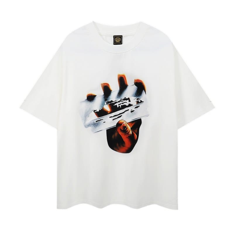 Corteiz Devil Island Graffiti Print T-Shirt for Men and Women High Street Retro Style