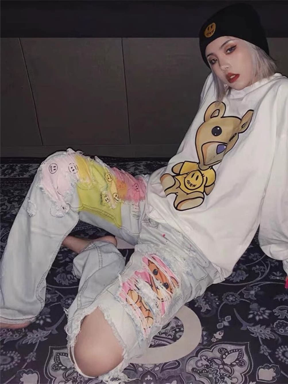 Drewhouse Smiley Cartoon Bear Jeans