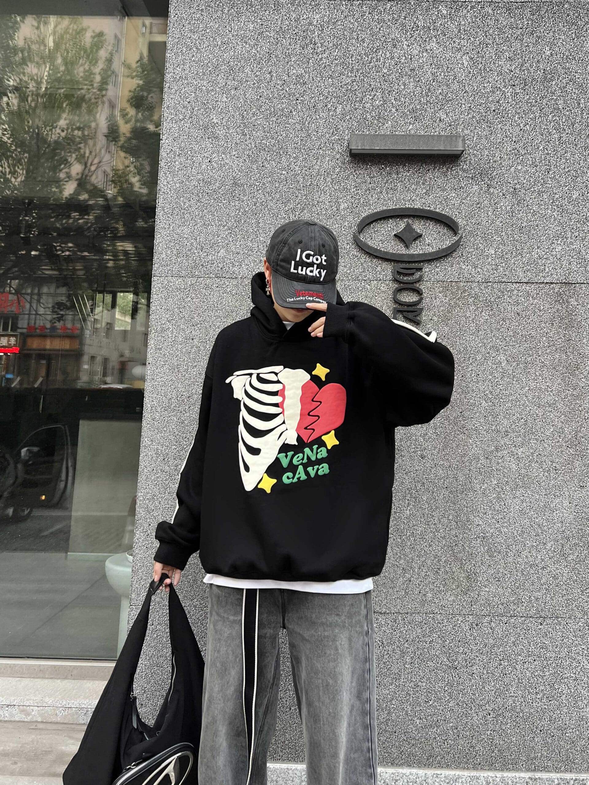 Broken Planet Foam Letter Printed Fleece Hoodie for Couples