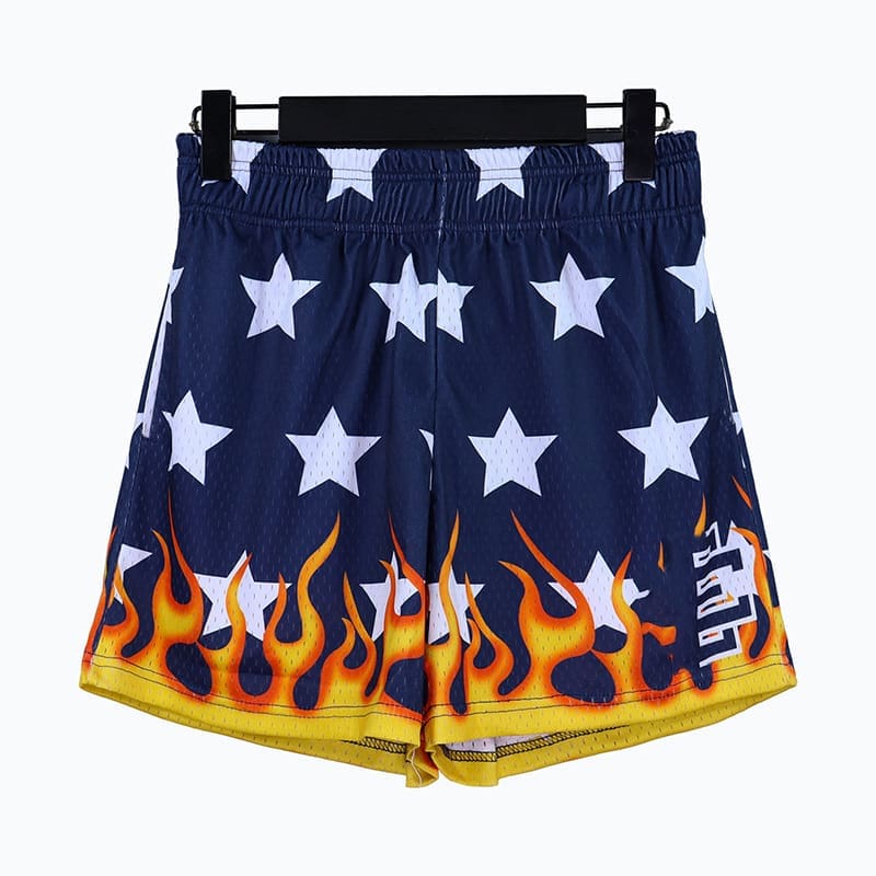 Eric Emanuel Flame Digital Print Loose Basketball Shorts for Men