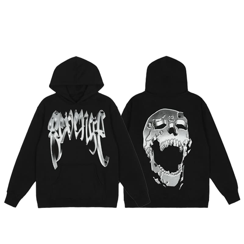 Revenge Style Black Skull Logo Hoodie 2