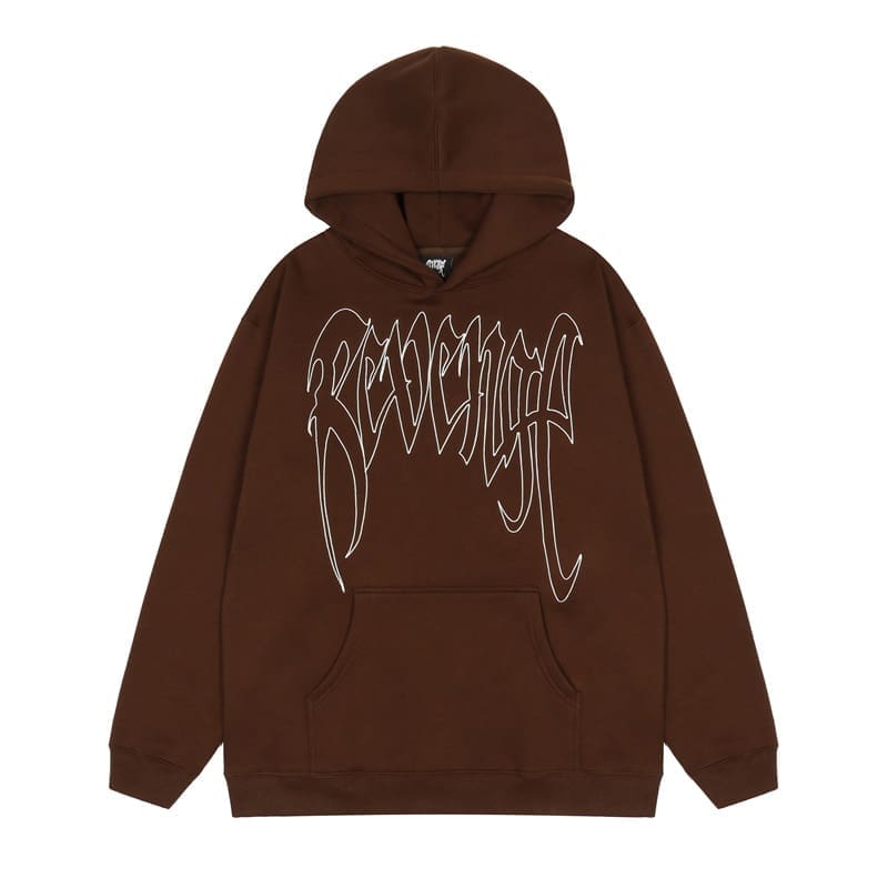 Revenge Fleece-Lined Letter Print Hoodie