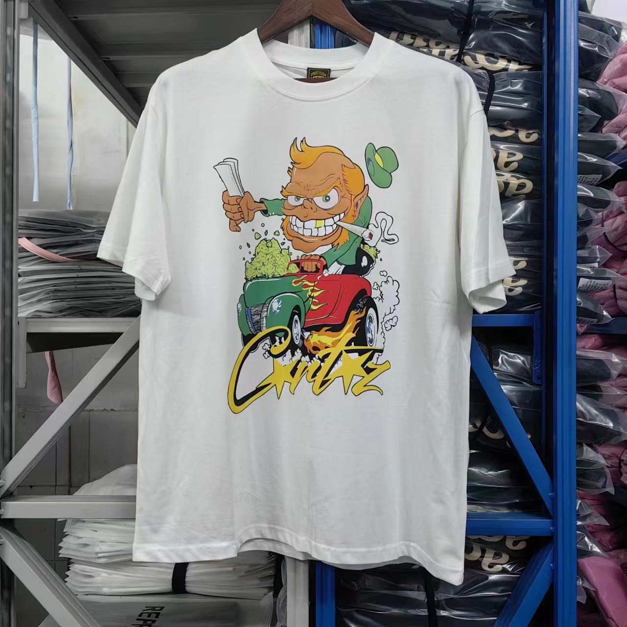 Corteiz Devil Island Printed Cotton Casual Round Neck T-Shirt for Men and Women