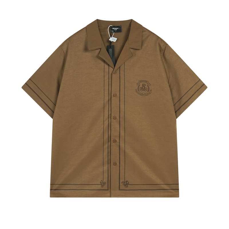 Represent Retro Alphabet Print Loose Short Sleeve Shirt and Shorts Set