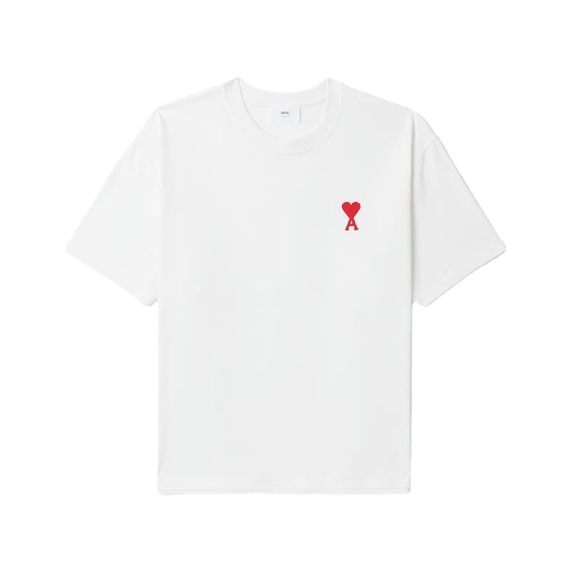 Ami Paris Mid-Heart Embroidered Tee
