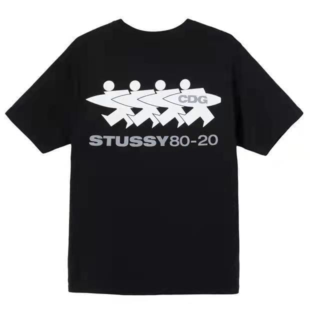 Stussy Crown Surfing Print Short Sleeve T-Shirt for Men and Women