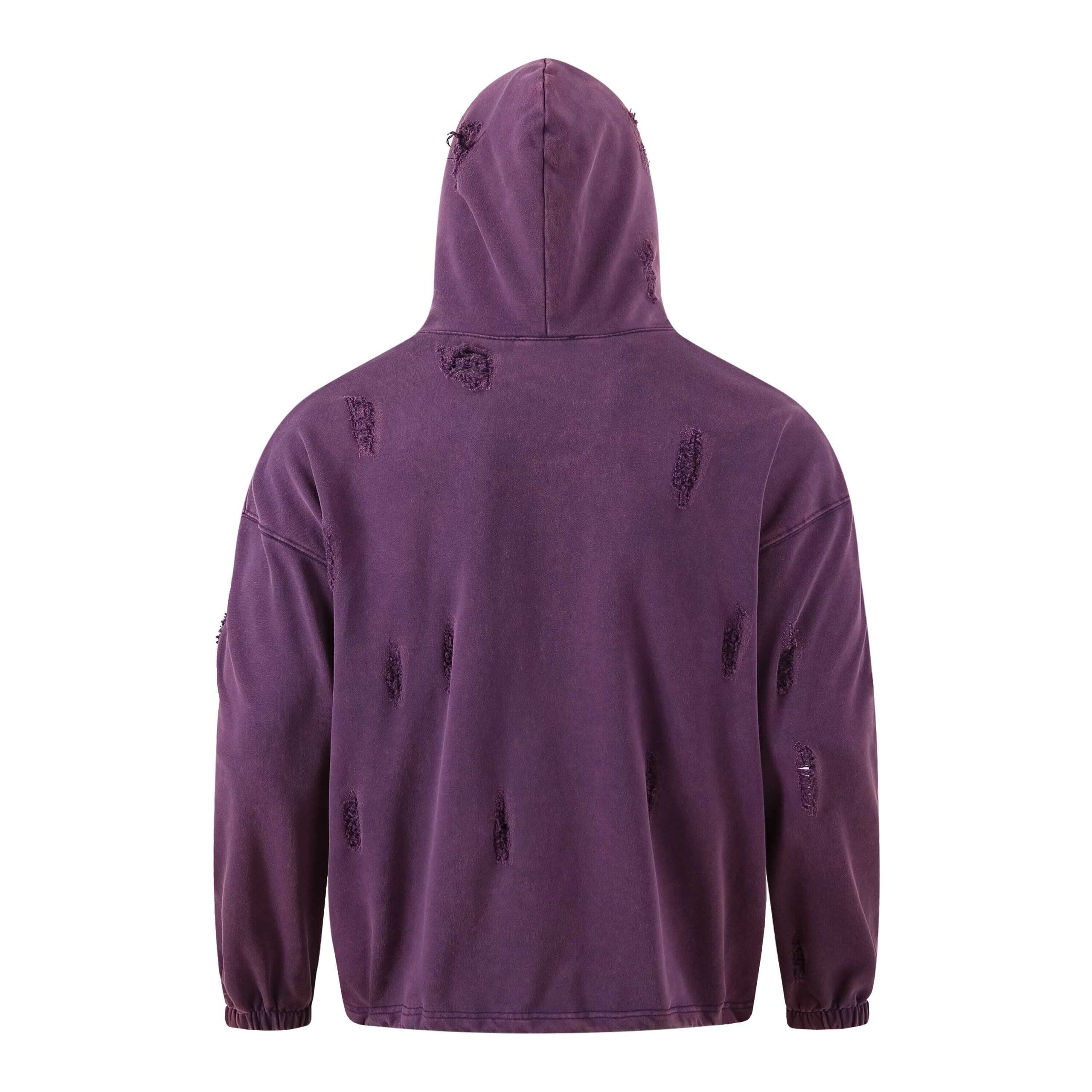 Thug Club Purple Washed Distressed Hoodie