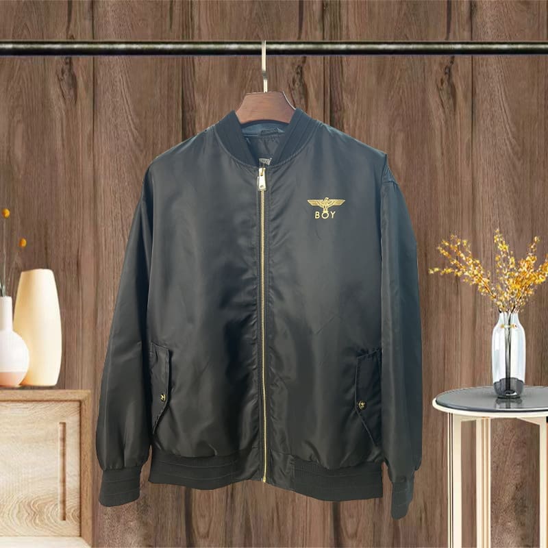 Gold Thread Wings Embroidered Zip Coat