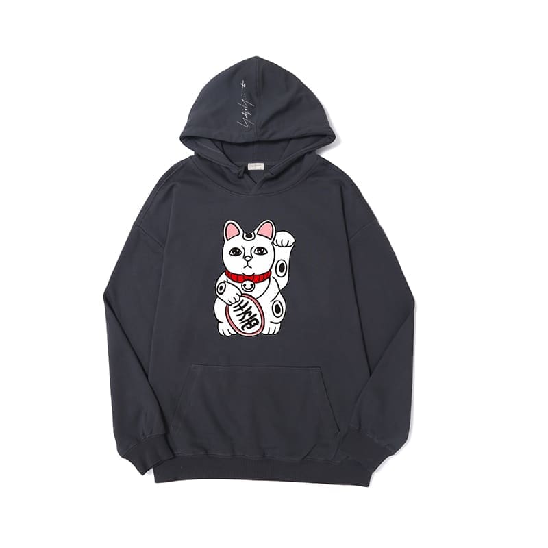 Yohji Yamamoto Fortune Cat Print Hoodie