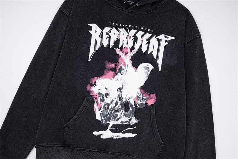 Represent Take Me Higher Washed Hoodie Heavy Sweater for Men