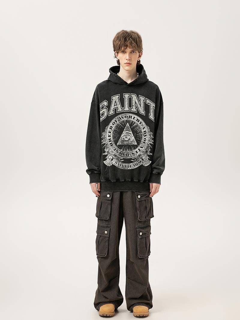 Saint Michael Vintage Terry Hoodie Washed Old Heavyweight Hooded Sweater