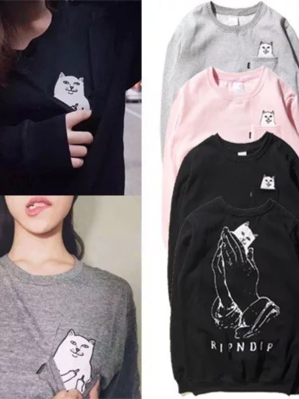 Ripndip Pocket Middle Finger Cat Pullover