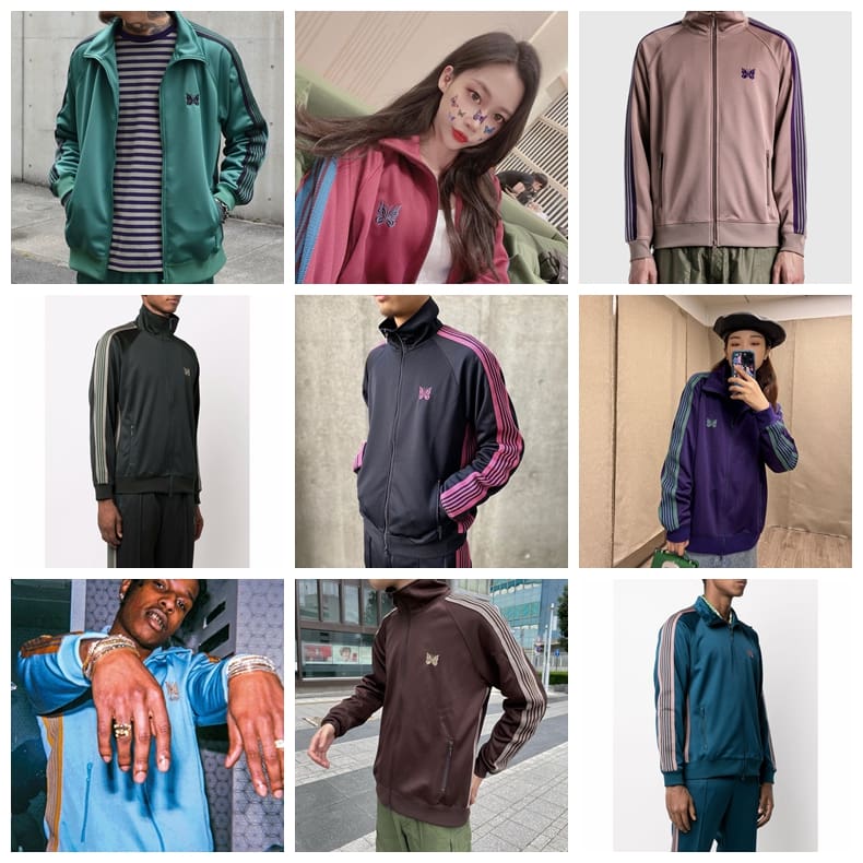 Needles Butterfly Embroidery Side Stripe Pants (Style 3)