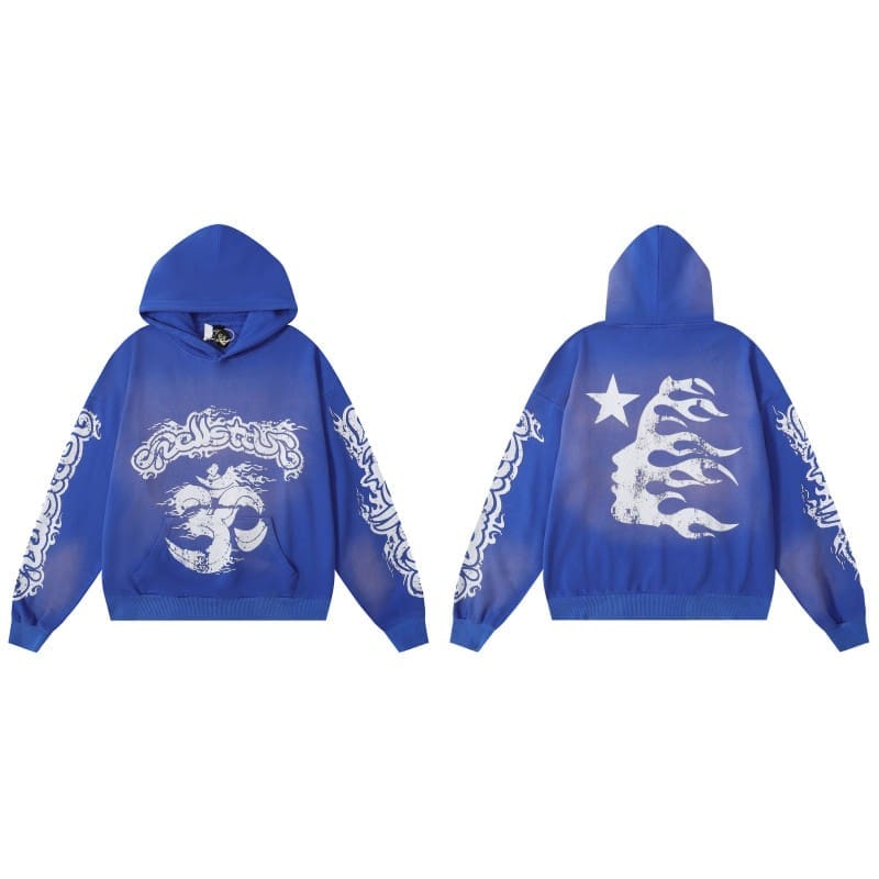 H*lst*r hell star mud print hooded sweater