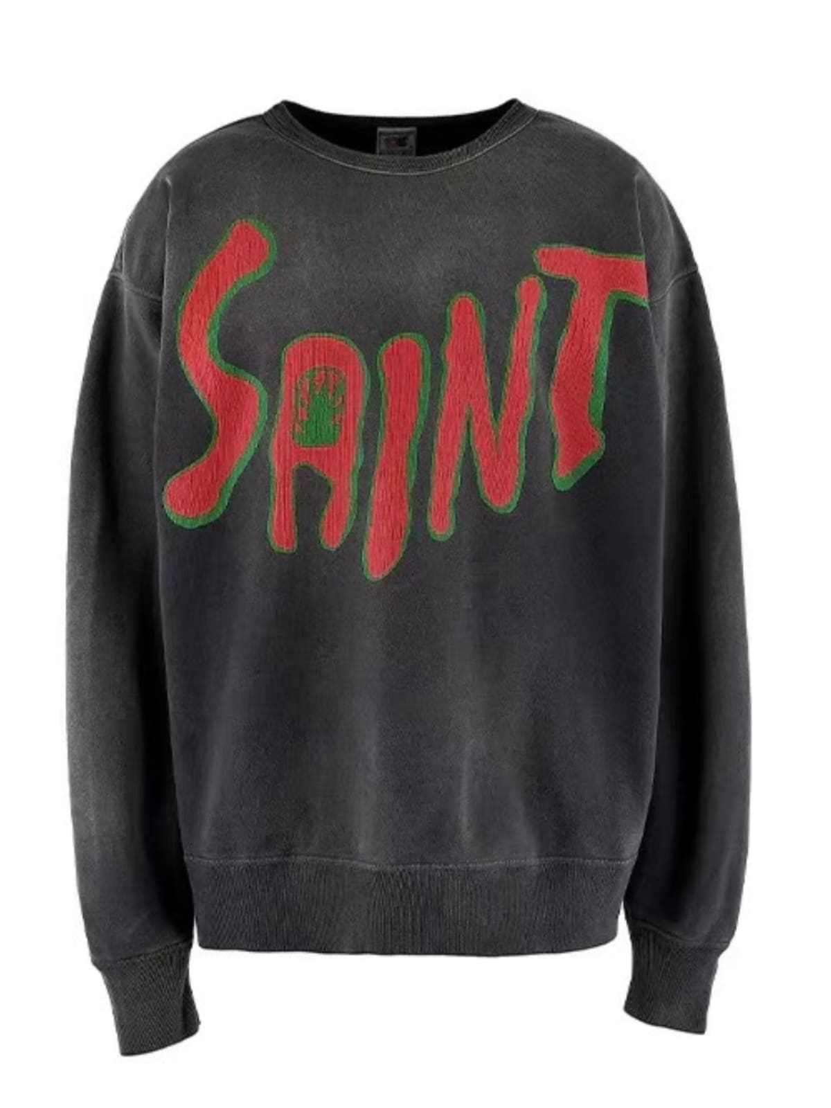 Saint Michael Fashion Print Retro Pullover Sweater for Men and Women
