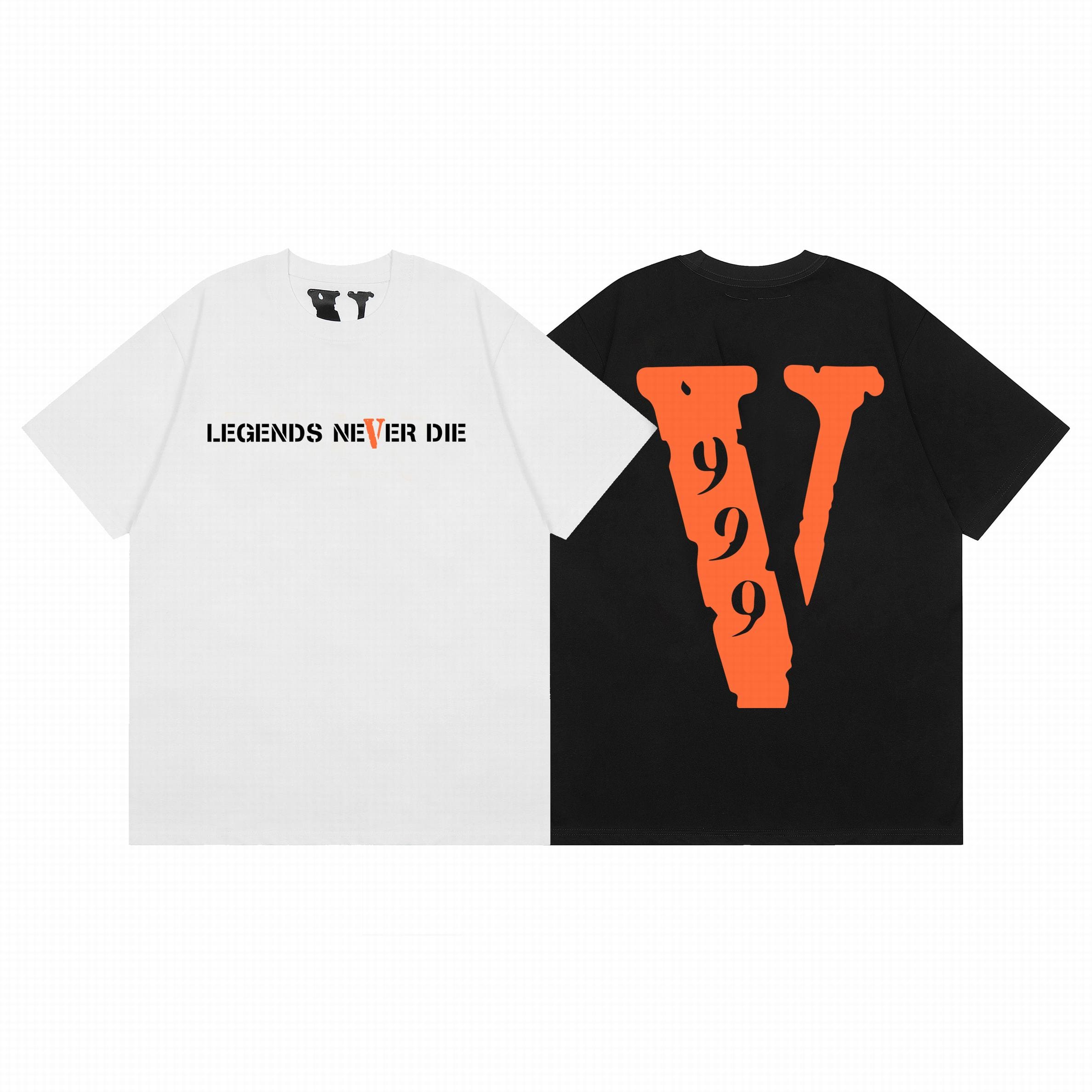 VLONE 999 Juice WRLD Large V Printed Loose High Street Cotton Short Sleeve T-Shirt