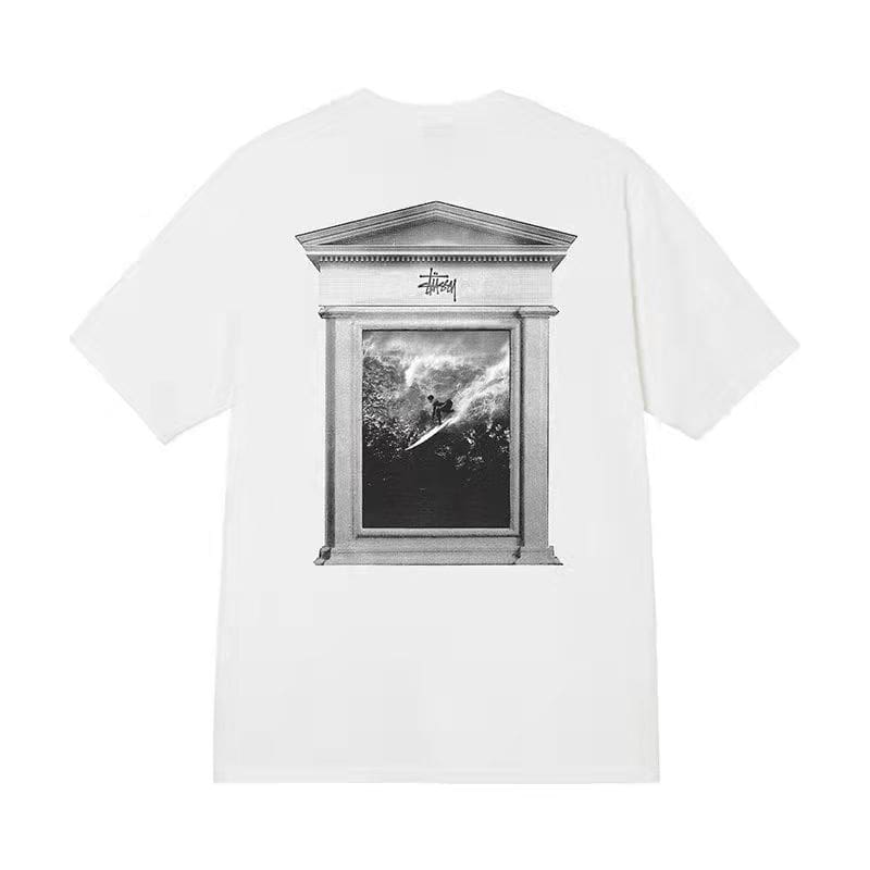 Stussy Crown Surfing Print Short Sleeve T-Shirt for Men and Women