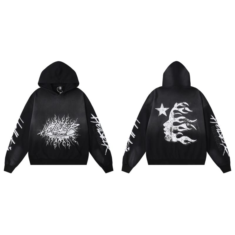H*lst*r hell star mud print hooded sweater