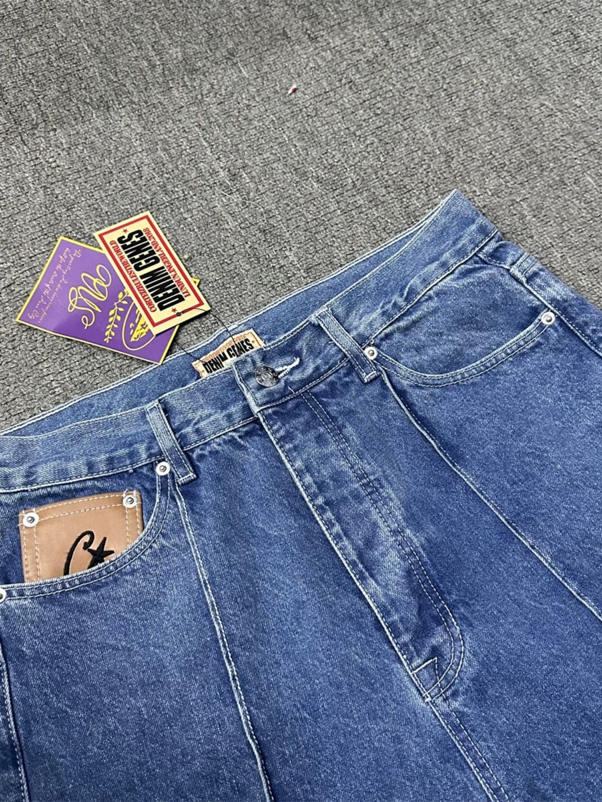 Corteiz Devil Island Denim Pants with Embroidered Logo