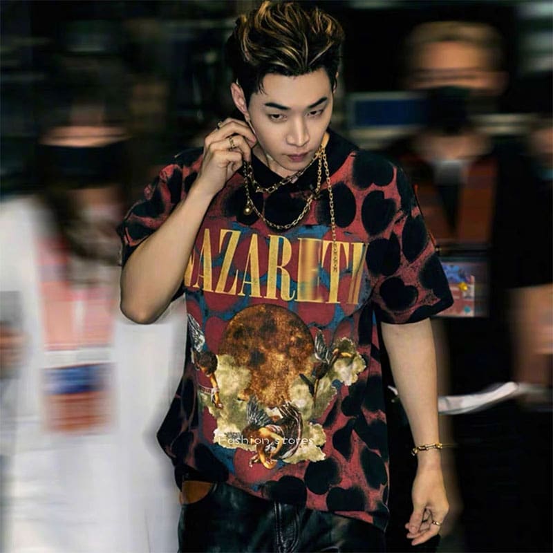 Saint Michael Angel Heart Box Washed T-Shirt for Men and Women