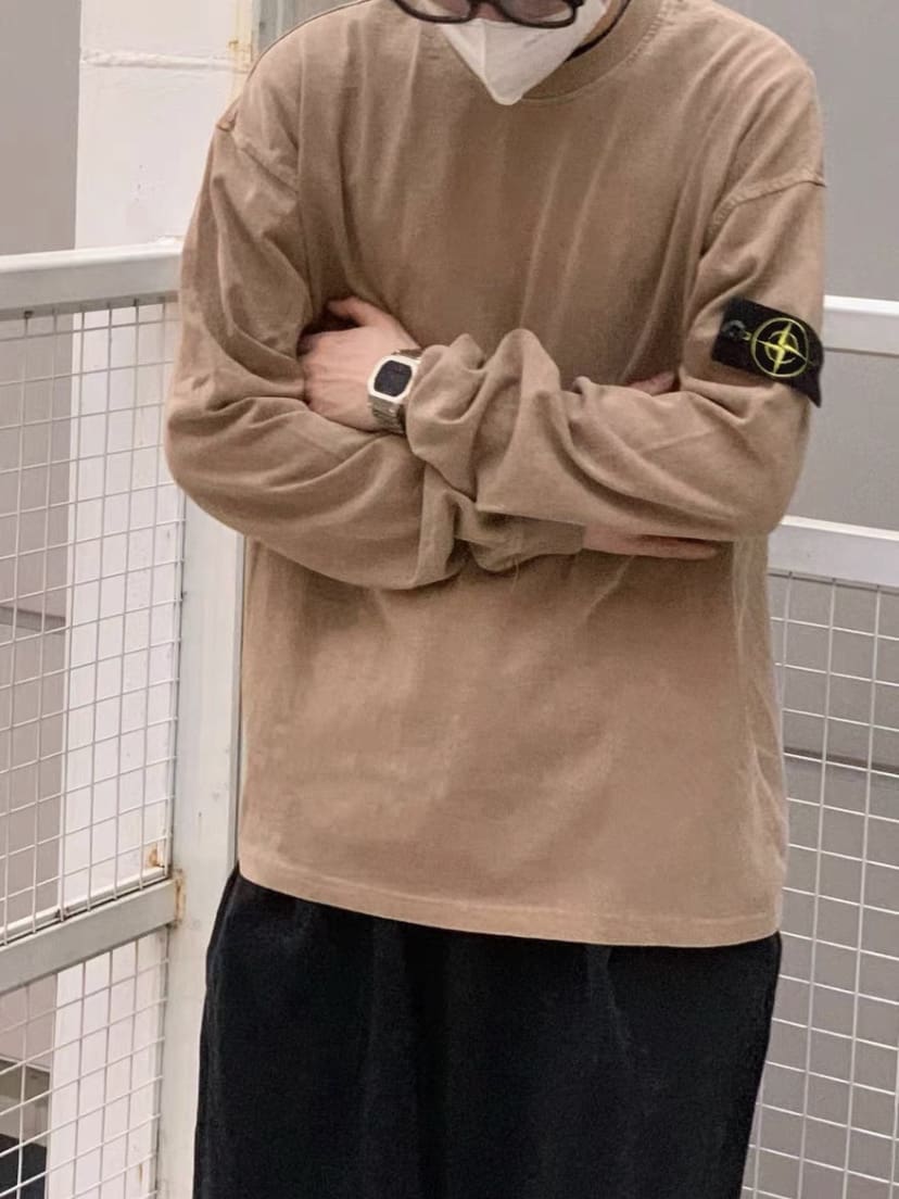 Stone Island Basic Style Washed Long Sleeve Tee