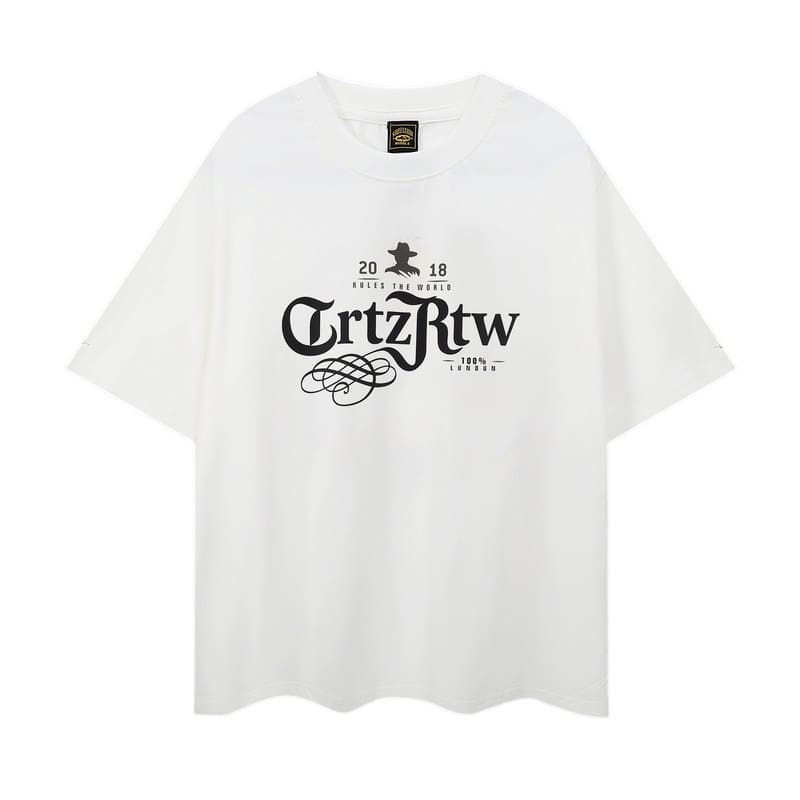 Corteiz Devil Island Graffiti Print T-Shirt for Men and Women High Street Retro Style