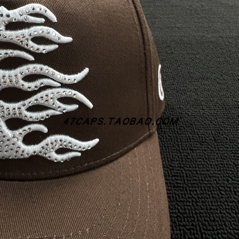 H*lst*r american hip hop adjustable peaked cap with rhinestone