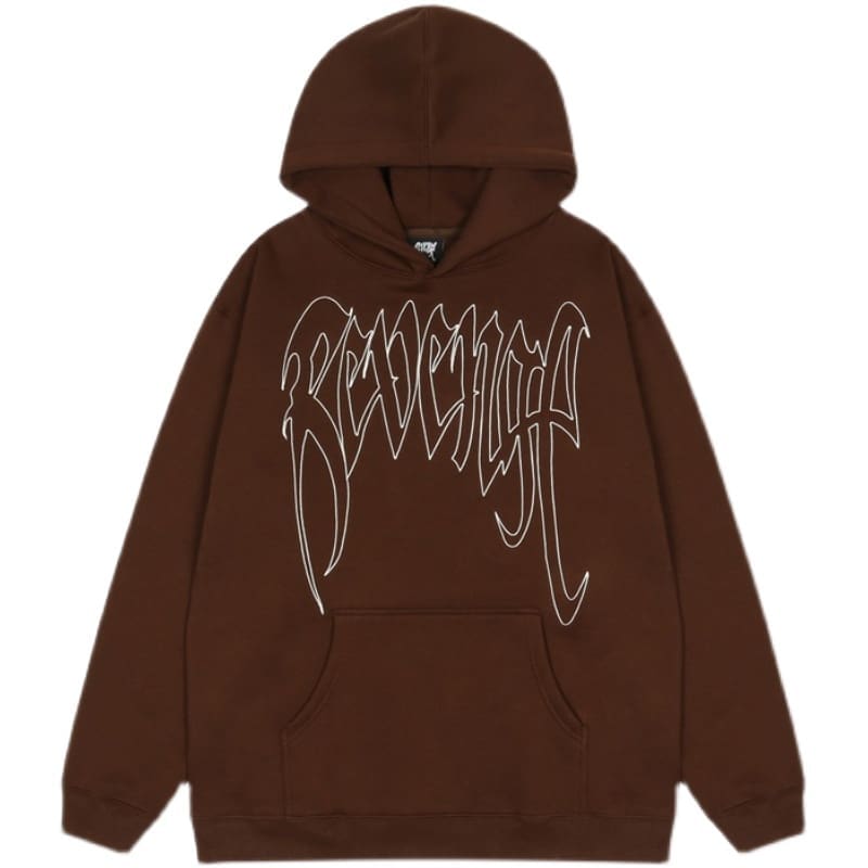 Revenge Fleece-Lined Letter Print Hoodie