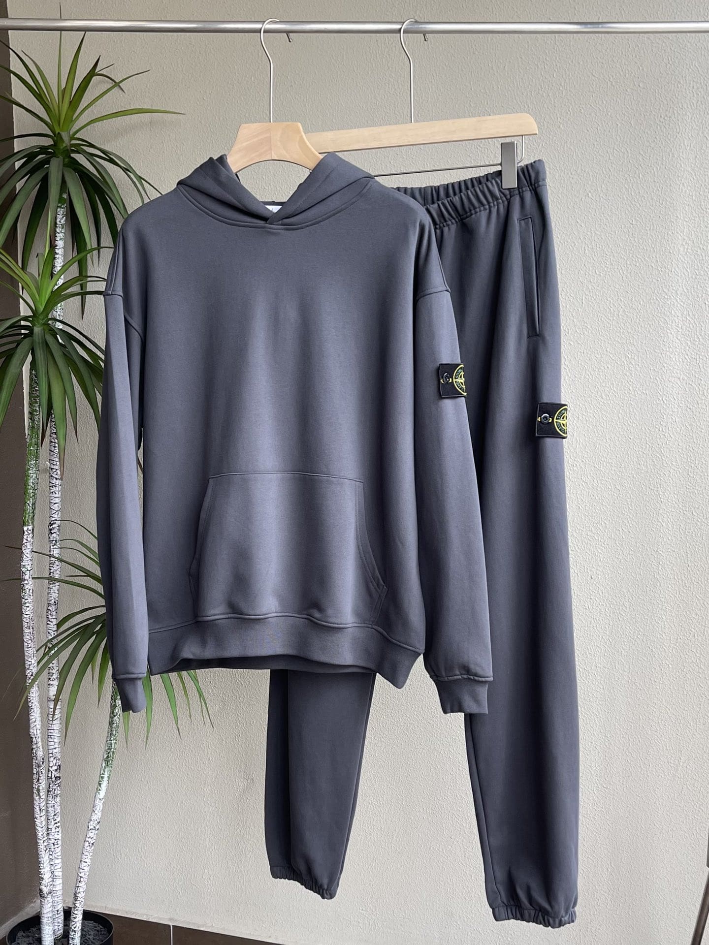 Stone Island Hooded Cuffband Terry Sweatshirt and Sweatpants Set