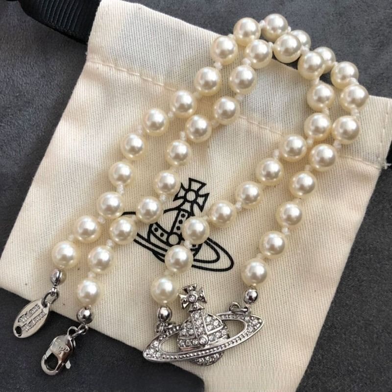 u1u1enne westwood saturn pearl necklace empress dowager pin pearl necklace