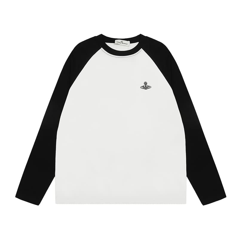 Vivienne Westwood Splash-Ink Embroidered Long Sleeve T-Shirt for Men and Women