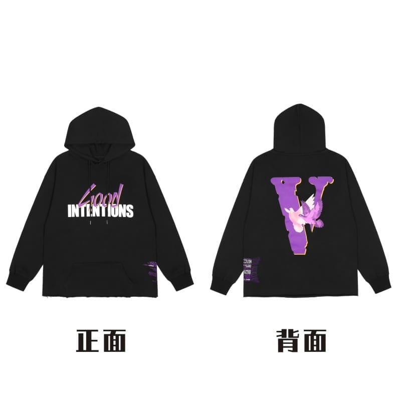 VLONE Large V Hooded Sweater Retro Pullover for Men and Women