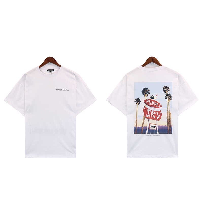 vlone fog pu*re b*and x blue sky inn t-shirt coconut tree print for men