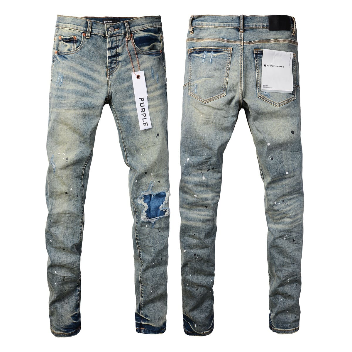 pu*re b*and high street distressed paint spot jeans