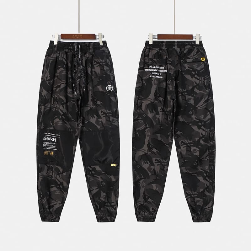 AAPE Camouflage Multi-Pocket Military Workwear Pants for Men and Women