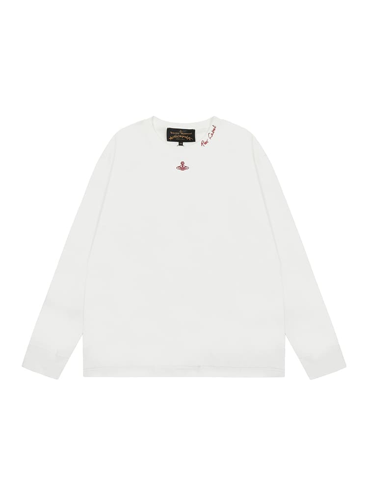 Vivienne Westwood Splash-Ink Embroidered Long Sleeve T-Shirt for Men and Women