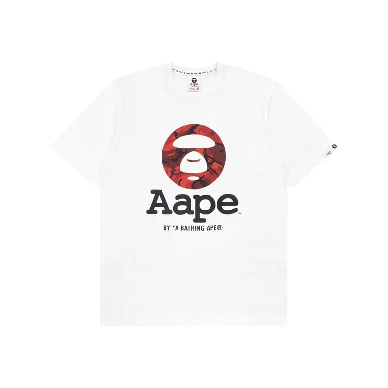 AAPE Camouflage Letter Print Loose Short Sleeve T-Shirt for Men and Women