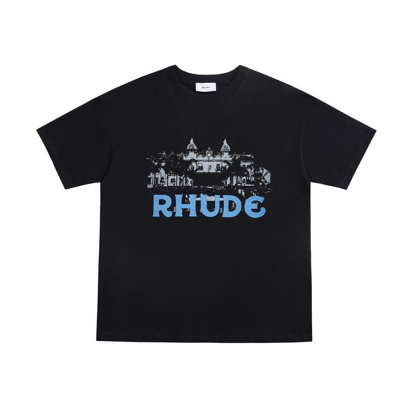 High Street Loose Oversized American Fashion Brand RHUDE Printed Short Sleeve T-Shirt for Couples