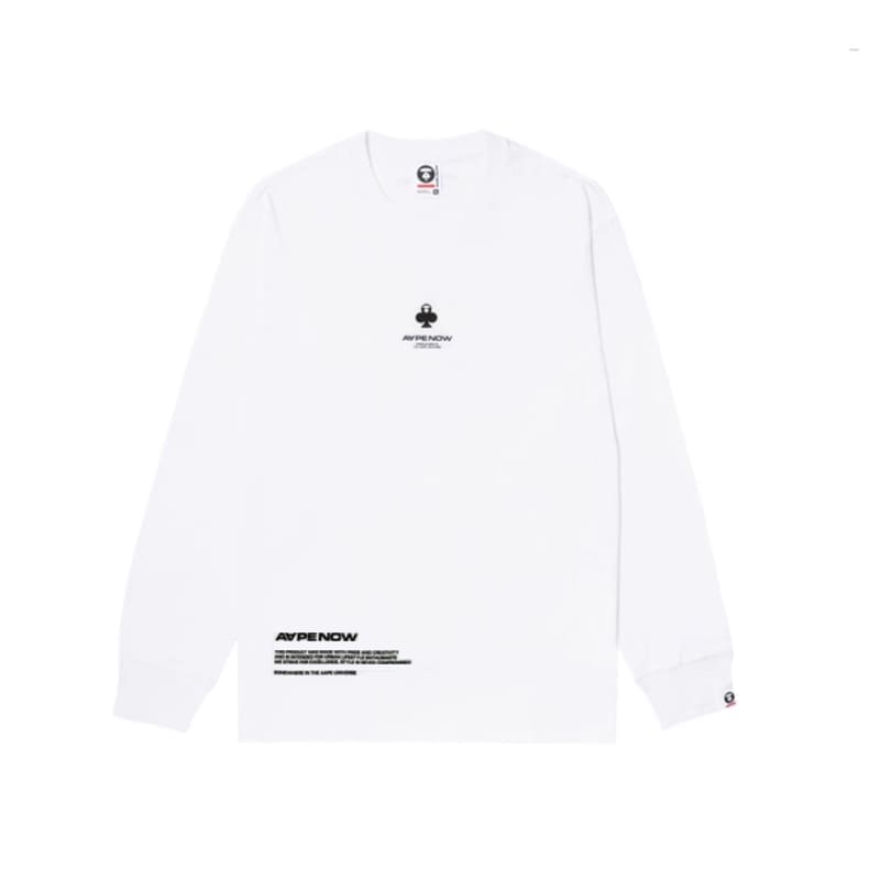 aape long-sleeved t-shirt ape F**e earth letters print men’s and women’s black white