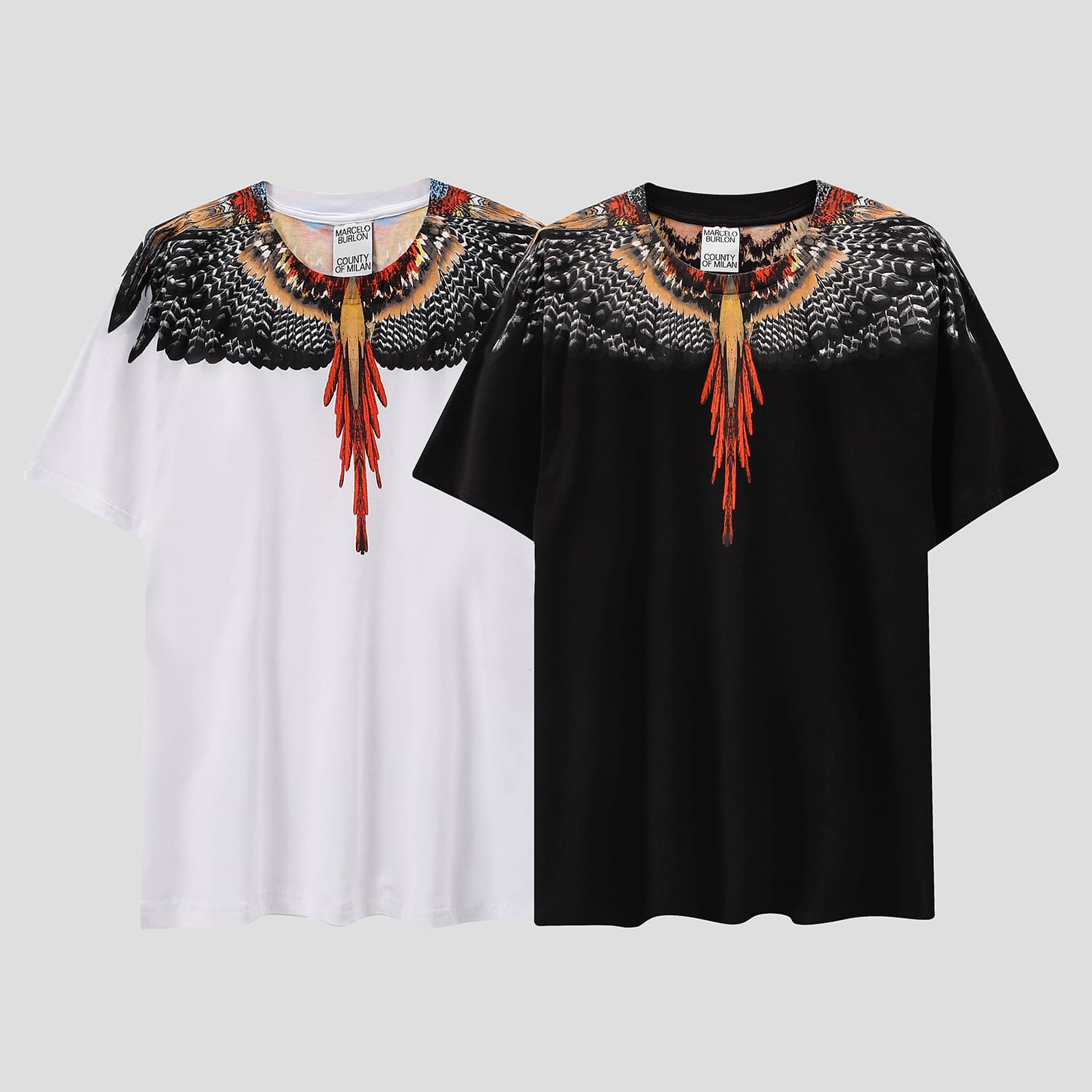 Marcelo Burlon Python Lion’s Head Feather T-Shirt Summer Couple Wear