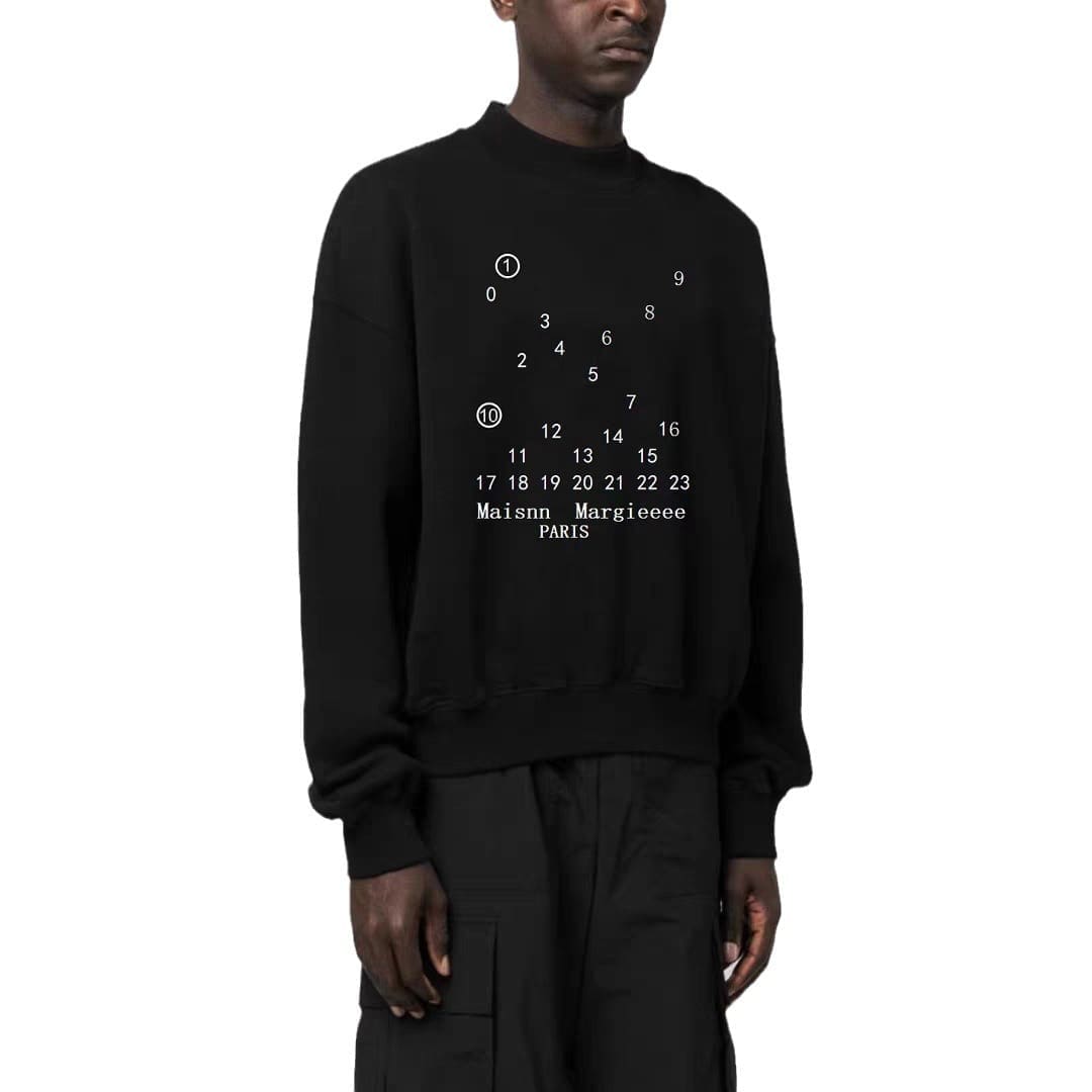 ma*s*n Ma*i*la mm6 embroidered letter crew neck terry sweater for men