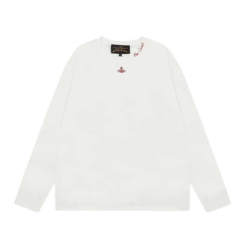 Vivienne Westwood Splash-Ink Embroidered Long Sleeve T-Shirt for Men and Women