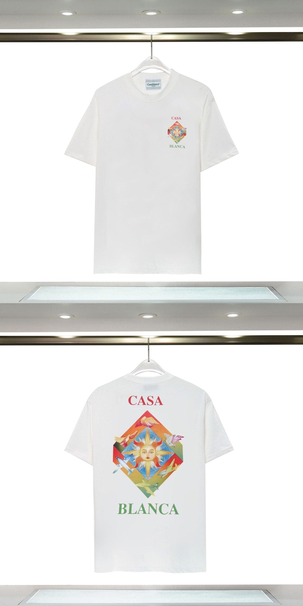 Casablanca Double Yarn Cotton Letter Print T-Shirt Trendy Style