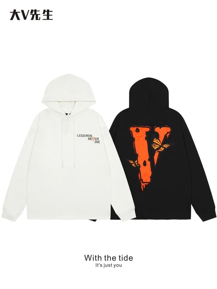 VLONE Large V Hooded Sweater Retro Pullover for Men and Women