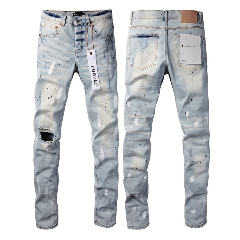 pu*re b*and blue ripped distressed jeans cross-border factory direct sales