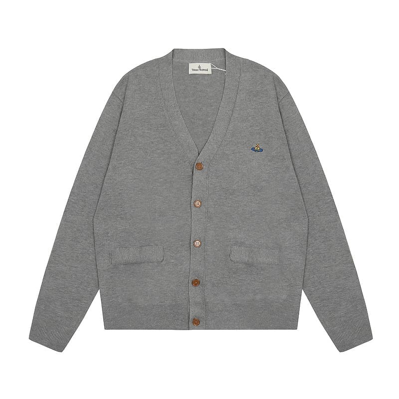 Vivienne Westwood Saturn Embroidery Loose Knitted Cardigan Sweater for Spring and Autumn